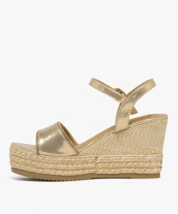 Sandales à talon compensé en corde brillantes femme